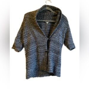 Short sleeve cowl neck alpaca and wool blend grey cardigan/sweater size L